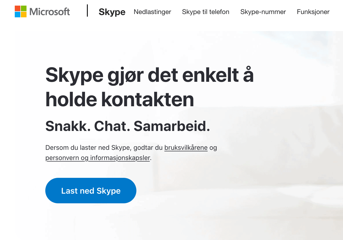 Skype hjemmeside
