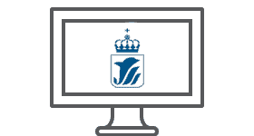 Skjermillustrasjon med Sjøfartsdirektoratets logo på en dataskjerm.